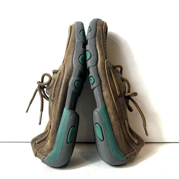 Twisted X Casual Shoe Women 6.5M Driving Moc Leather Brown/Teal Snake Skin Print - Picture 6 of 10